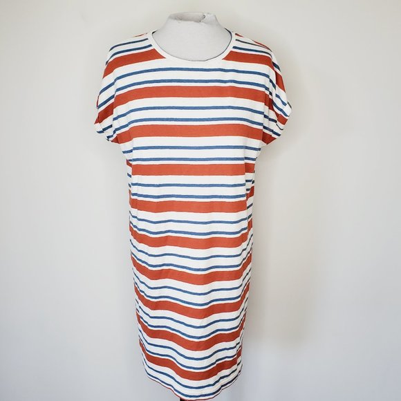 THREAD & SUPPLY Linen Burnt Orange Striped Dress - Picture 3 of 9